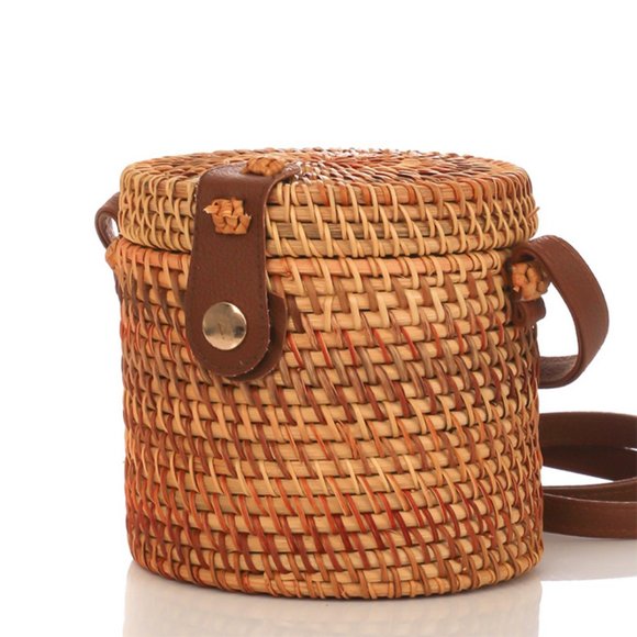 Bali Rattan Barrel Basket Bag - Picture 2 of 5
